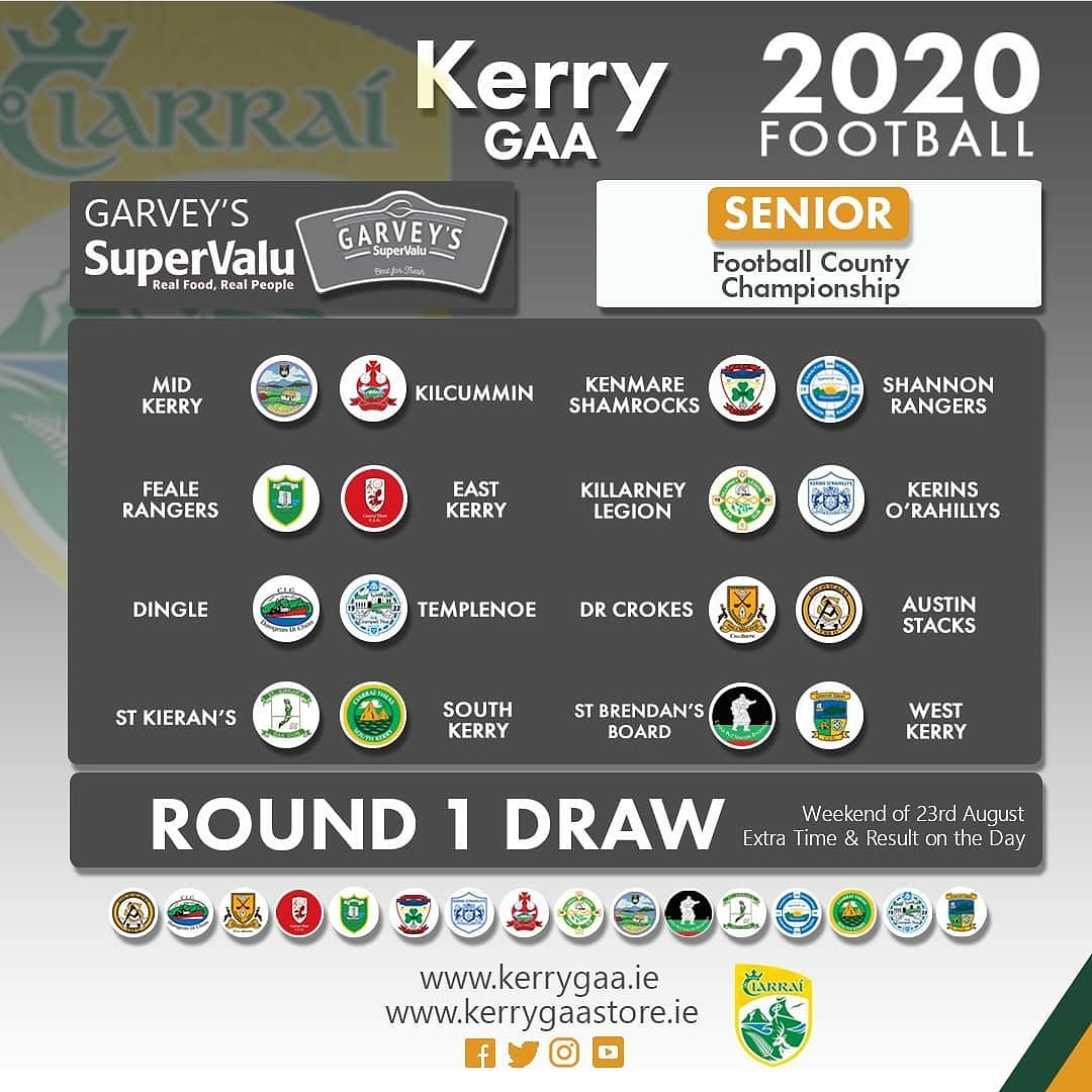 Garvey Supervalu Senior 2020 Round 1 Draw in Senior Football County Championships